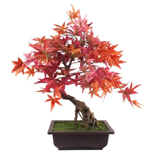 50cm Artificial Red Maple Bonsai Tree with Realistic Detail