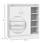 Shoe Storage Cabinet - Adjustable Shelves, Sleek White Design
