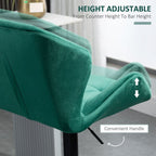 Set Of 2 Luxurious Velvet-Touch Bar Stools w/ Metal Frame Footrest Base Green