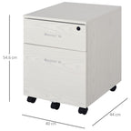 2-Drawer Locking Office Filing Cabinet 5 Wheels Rolling Storage White