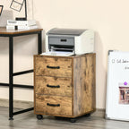 Mobile File Cabinet with 3 Drawers, Under Desk Home Office Organizer, Rustic Brown