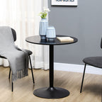 Round Dining Table: Steel Base, Non-slip Pad for Living Room - for Relaxing & Dining