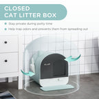 Cat Litter Box Kitten Litter Tray w/Hood, Scoop, Filter, Flap Door, 43 x 44 x 47cm - Green