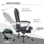Vintage High Back Heated Massage Office Chair - 6 Vibration Points - Grey