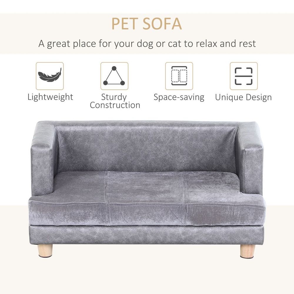 Premium Grey Dog Sofa Bed - Soft & Padded - Perfect for Small-Sized Dogs