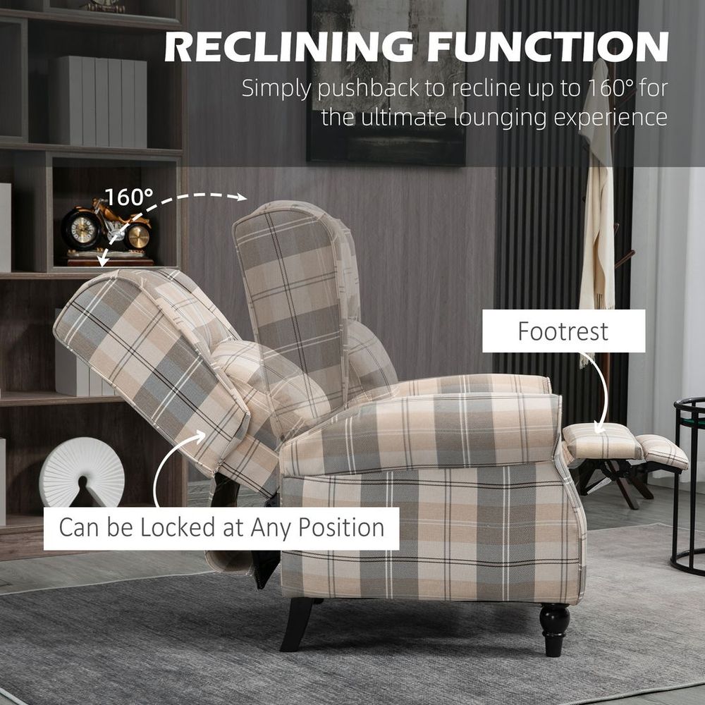Recliner Chair for Living Room Wingback Chair with Padded Armrest Khaki