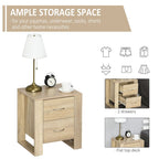Particle Board 2-Drawer Bedside Table - Natural with Nightstand Details