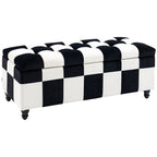 114cm Velvet Storage Ottoman: Button-tufted Footstool Box, Spacious and Stylish