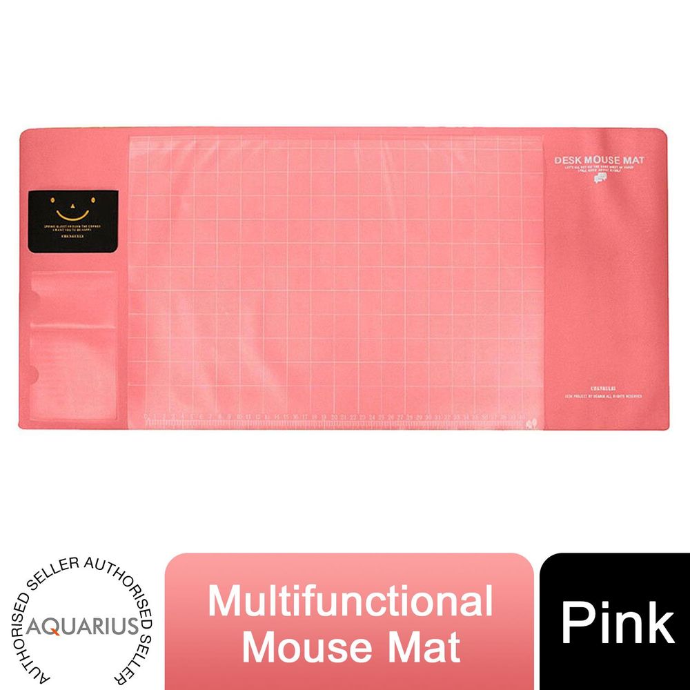 Multifunctional Pink Office Desk Mouse Mat: Eco-friendly, PVC+DS Material - Calendar, Phone Holder & More