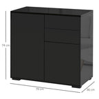 Glossy and Matte Side Cabinet with 2 Door & 2 Drawer - for Home Office - Black