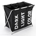 X-Shape 3 Section Laundry Sorter - Dark, Light & Color - Waterproof & Sturdy - L63xW40xH58cm Black