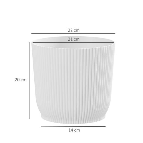 Set of 3 Round Plant Pots Outdoor 22cm for Garden, White