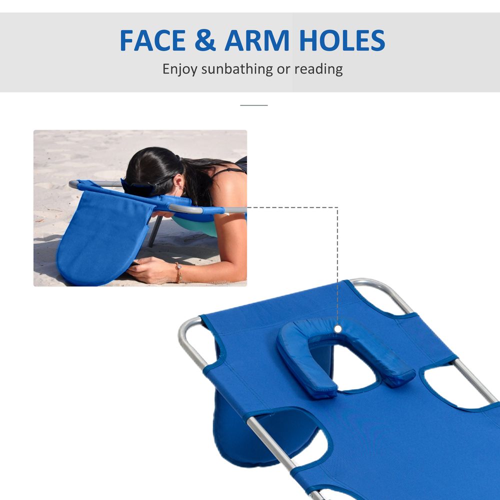 Portable Beach Chaise Lounge - Reclining, Adjustable, Blue - !