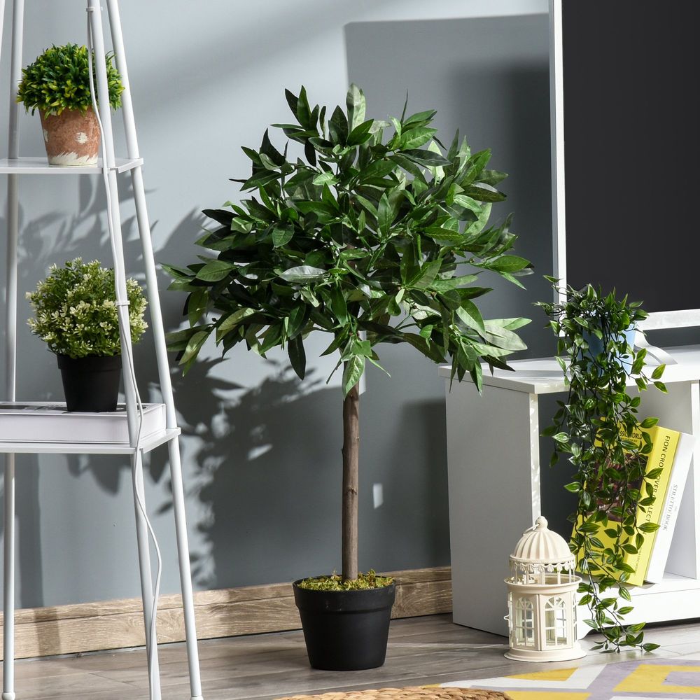 2 Artificial Topiary Bay Laurel Ball Trees Nursery Pot for Indoor Outdoor Decor 16cmx16cmx90cm