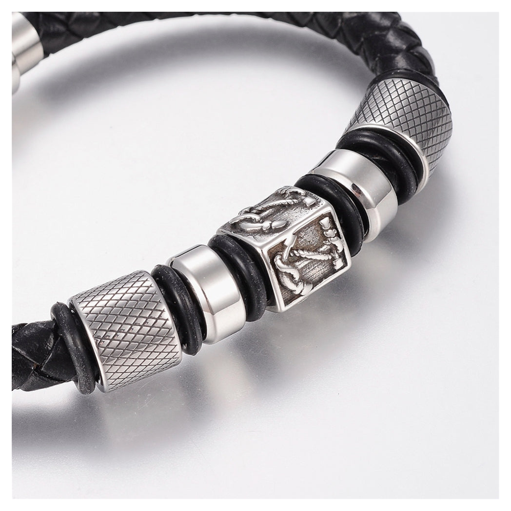 Mens Nautical Leather Bracelet - Ideal Birthday or Christmas Gift