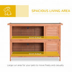 Rabbit Hutch Outdoor Guinea Hutch Bunny Cage with No-Leak Trays, Divider, 136 x 50 x 93cm, Orange