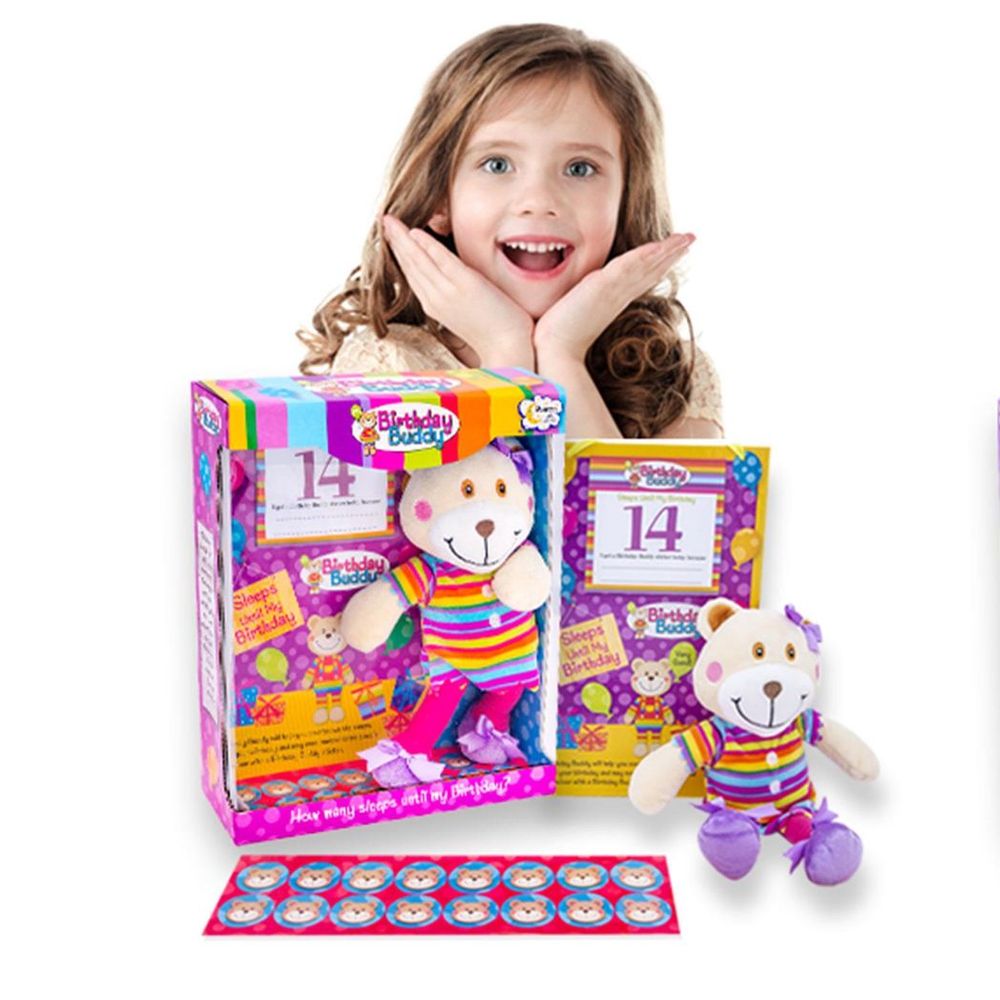 Birthday Buddy (Girl) & (Boy) Toy - Countdown, Plush Bear, Calendar, Stickers!