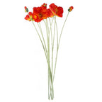 Pack of 6 x 100cm Artificial Poppy Stem - 2 Flowers with Each Detail