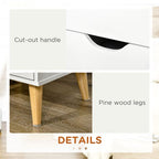 Bedside Table with Drawer, Side Table with Pine Wood Legs, White