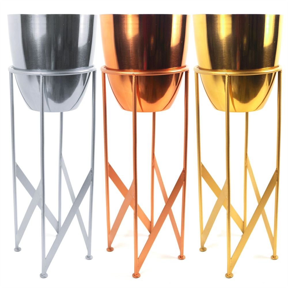Rustic Handmade Copper Planter & Stand- 55cm Height. Choice of Colours. Indoor Use