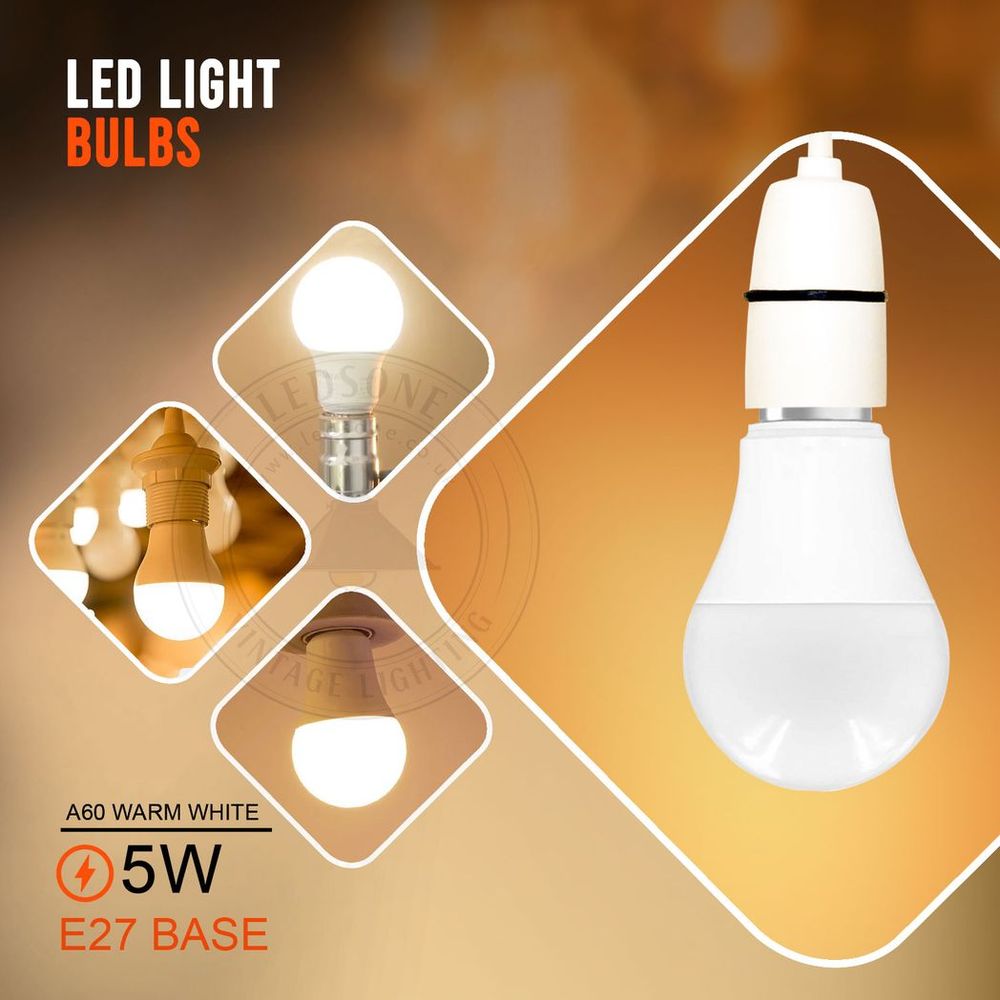 E27 5W Energy Saving Warm White LED Light Bulbs A60 E27 Screw-in non dimmable bulbs with Features Detail