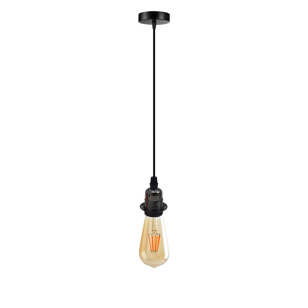 Vintage Industrial Black Pendant Light Fitting, lampshade Holder Fitting Set with 2m Cable