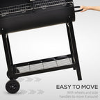Steel 2-Grill Charcoal BBQ w/ Wheels - Black