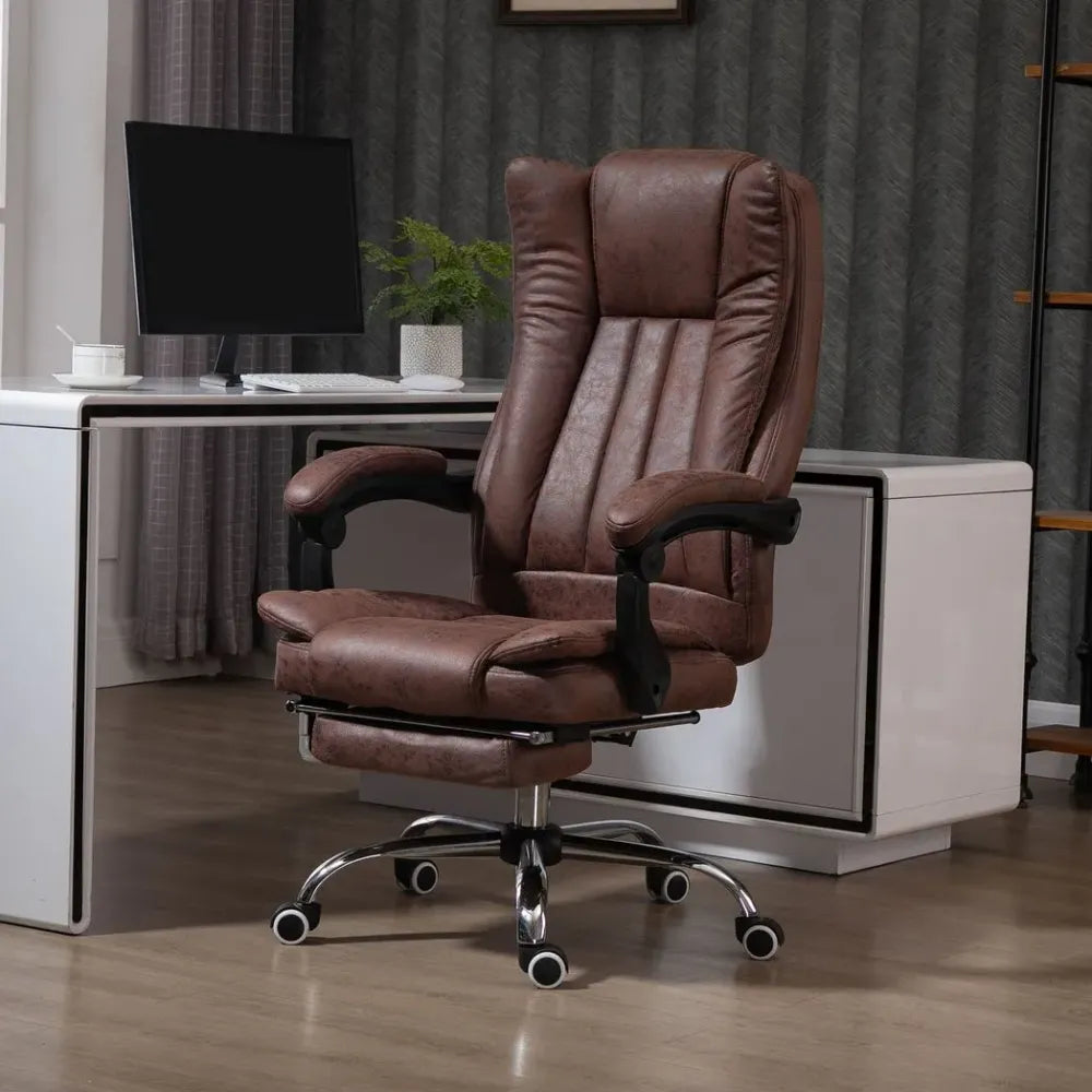 Brown Executive Office Chair - High Back, Armrests, Footrest - Comfort & Functionality