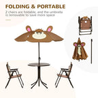 Kids Foldable Four-Piece Garden Set Table, Chairs, Umbrella