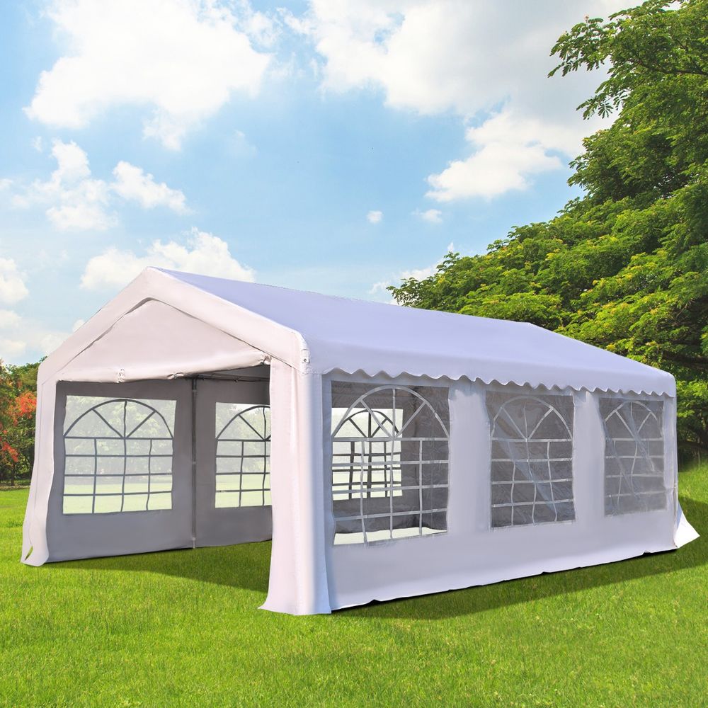 Gazebo Marquee Party Tent - Steel Frame, White