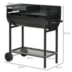 Steel 2-Grill Charcoal BBQ w/ Wheels - Black
