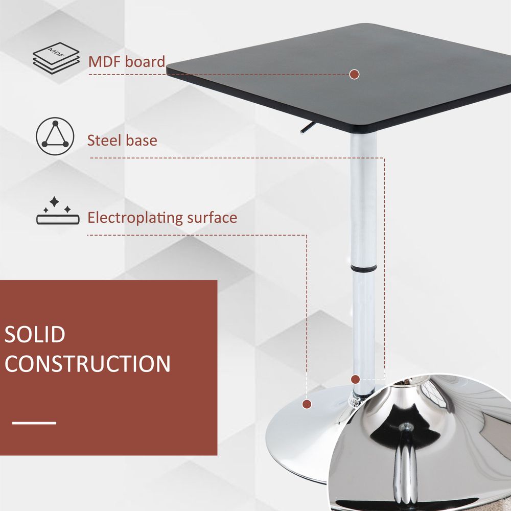 Versatile Adjustable Bar Table - Black/Silver Frame - Ideal for Any Space