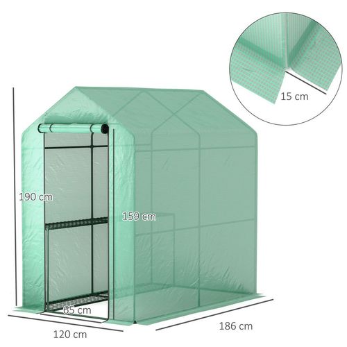 Walk in Greenhouse w/Shelves Steeple Grow House 120 x 186 x 190 cm