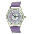 Girls Time Teacher Purple Leather Strap Watch