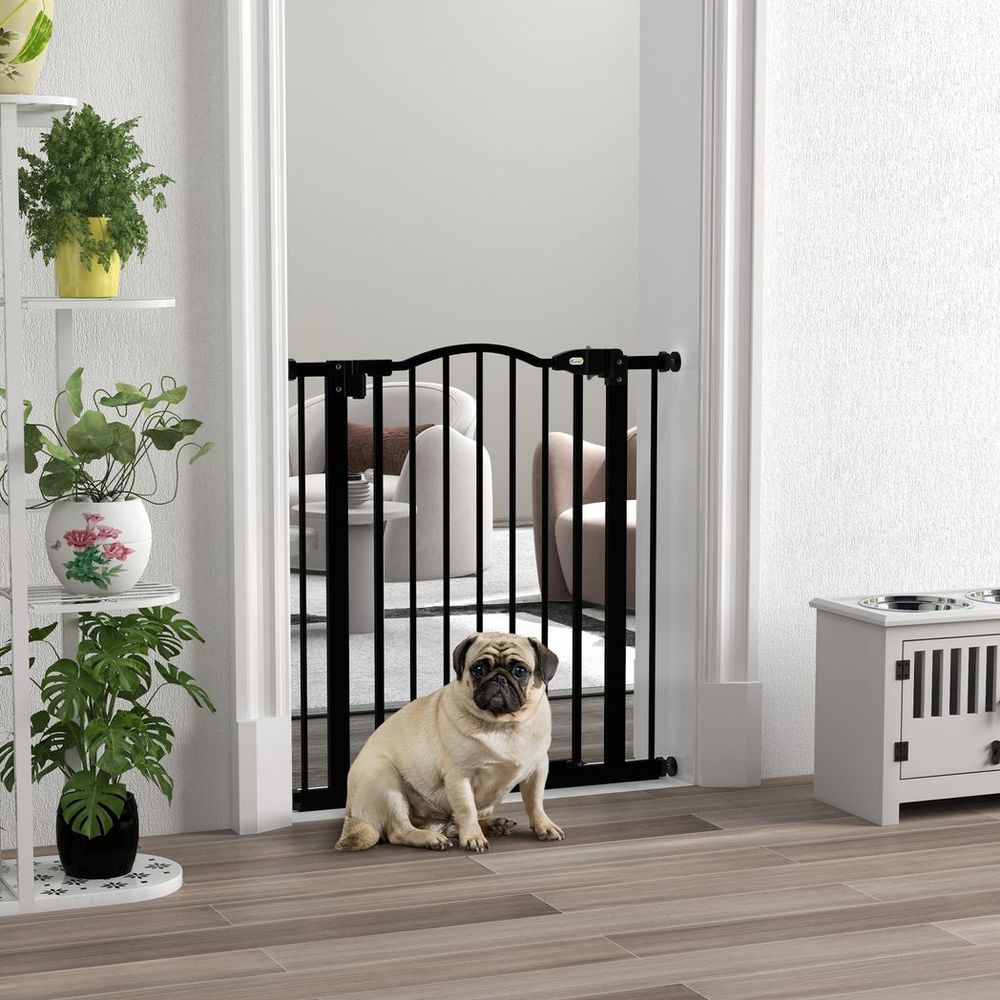 Pet Gate - Adjustable Metal Safety Barrier, Auto-Close, 74-80cm, Black