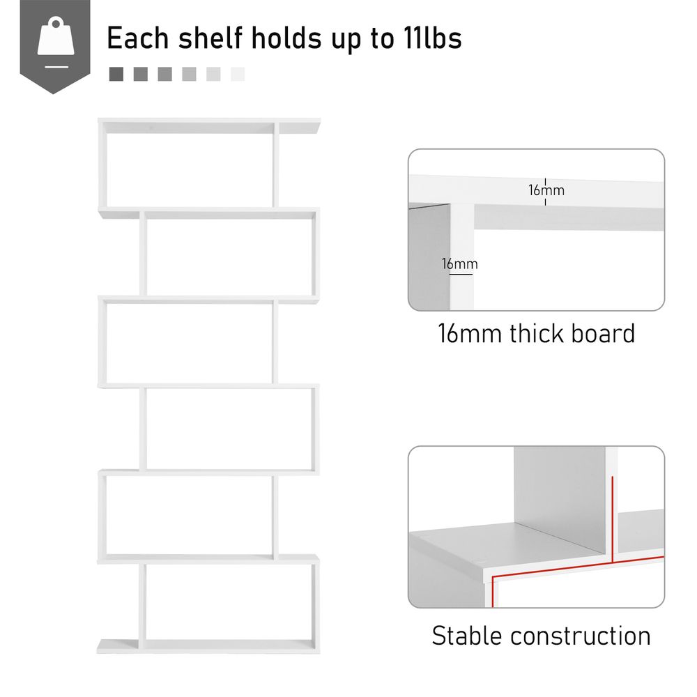 Particle Board 6-Tier White Shelving Unit - Versatile Storage Solution