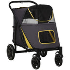 Foldable Dog Carriage w/ Universal Wheels, Shock Absorber - Grey