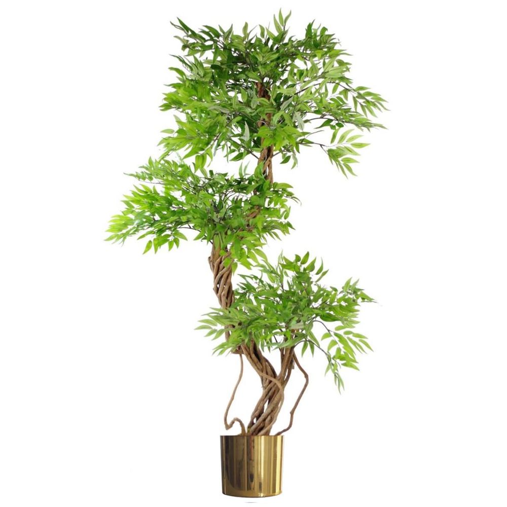 140cm Realistic Artificial Japanese Ficus Tree - Green Gold