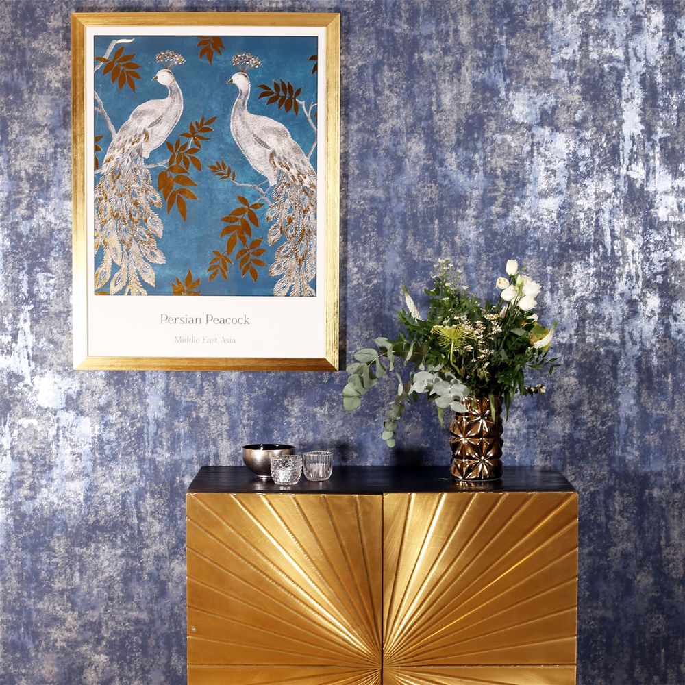 Stone Textured Navy/Silver Wallpaper 12 ft - Attention to Detail