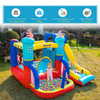 4 in 1 Kids Bouncy Castle Large Sailboat Style Inflatable House Slide Trampoline Water Pool Climbing Wall with Blower Carrybag for Kids Age 3-8, 2.65 x 2.6 x 2m