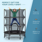 4.6FT/75" Kids Trampoline with Safety Enclosure, Indoor Outdoor