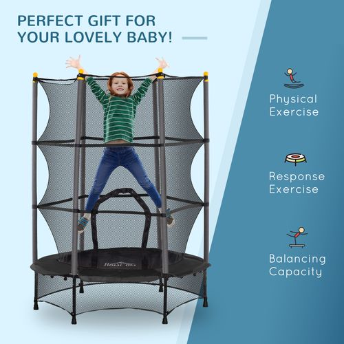 4.6FT/75" Kids Trampoline with Safety Enclosure, Indoor Outdoor