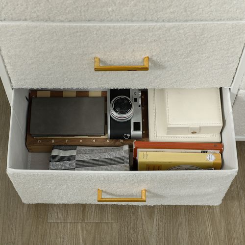 Chest of Drawers with 9 Drawers, Boucle Storage Organiser, Cream