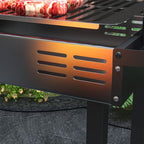 Charcoal Spit Roasting Machine w/ 3-Tier Grill Grate & Foldable Shelves