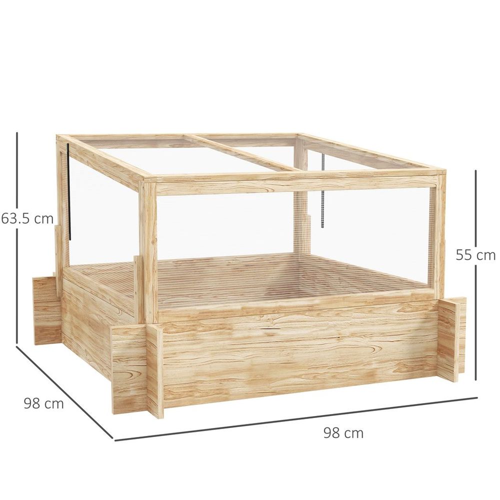 Outdoor Raised Garden Bed with Cold Frame Greenhouse and Openable Top