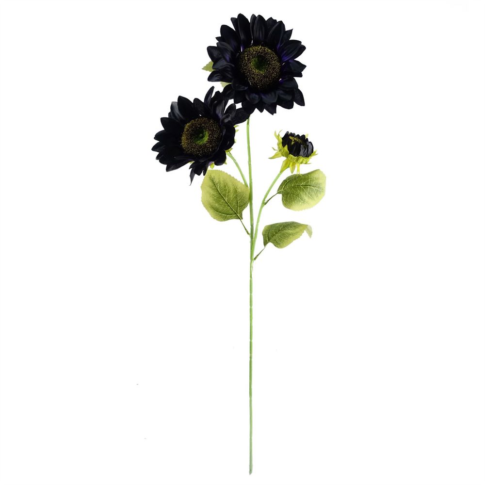 100cm Purple Sunflower Arrangement + Glass Vase - Complete Set for Stunning Display