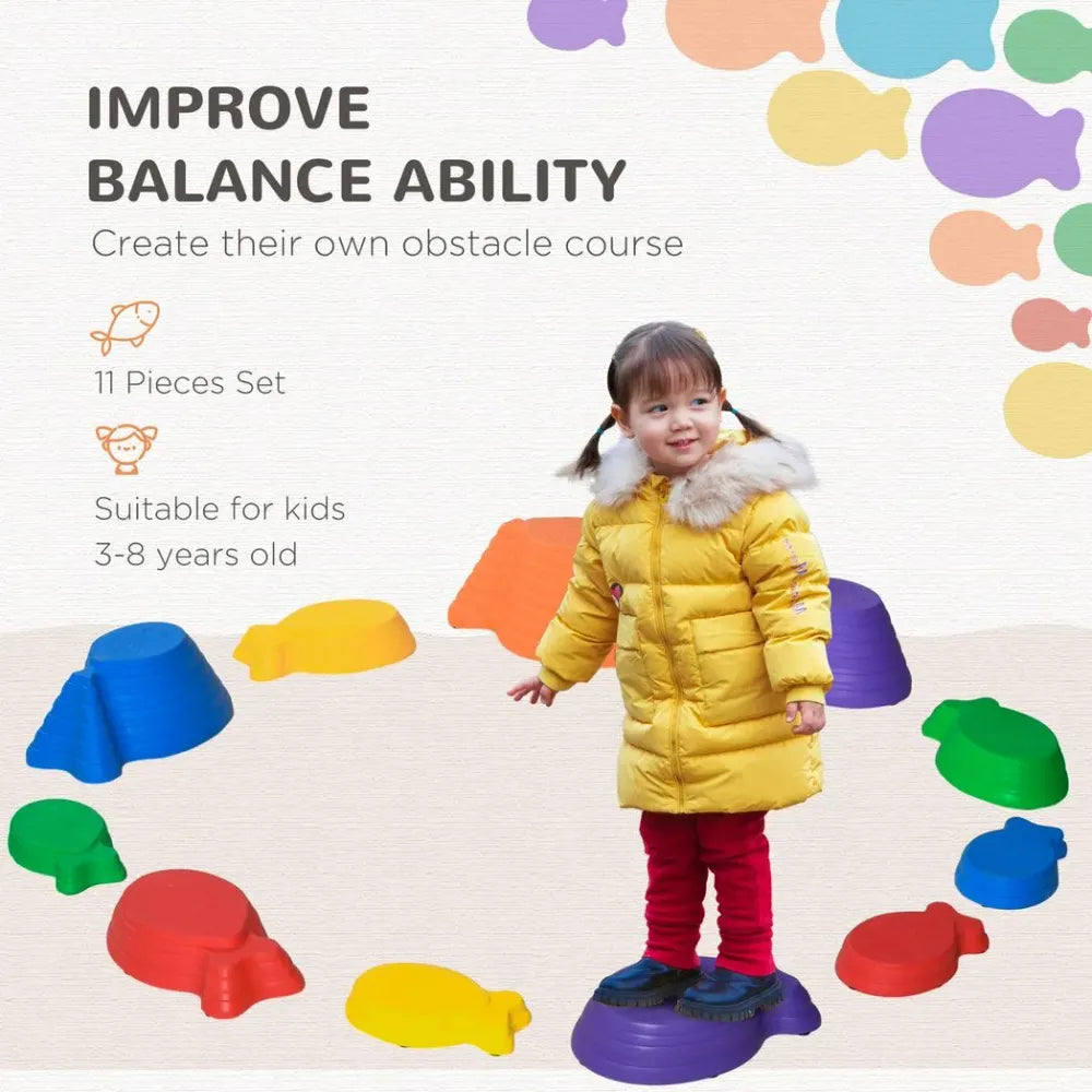 Fish Shaped Balance Stepping Stones - for Kids - Multicoloured