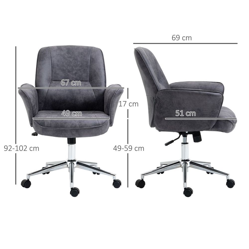 Swivel Computer Office Chair - Mid Back Desk Chair - Deep Grey