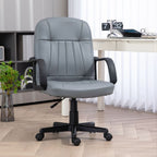 PU Leather Office Chair: Swivel, Mid-Back, Grey - for Stylish and Comfortable Working