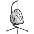 PE Hanging Swing Chair w/ Thick Cushion, Patio Hanging Chair, Black
